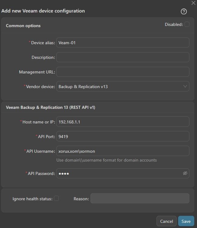 Veeam Backup & Replication monitoring