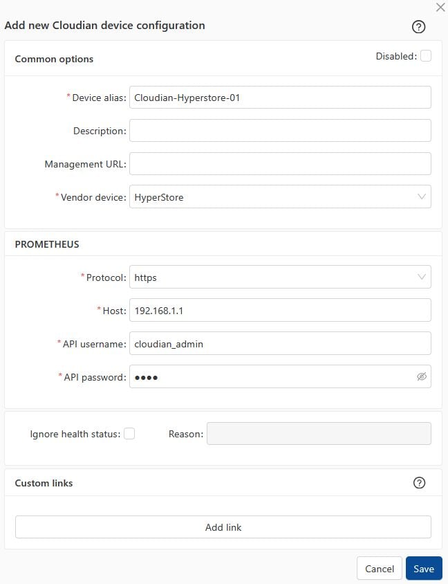 Cloudian HyperStore Storage monitoring