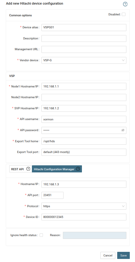 Hitachi Configuration Manager - Storage monitoring
