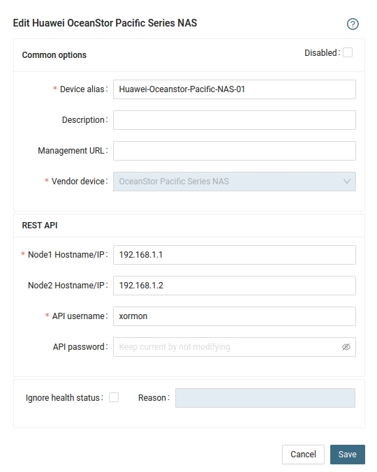 Huawei OceanStor Pacific NAS Storage monitoring