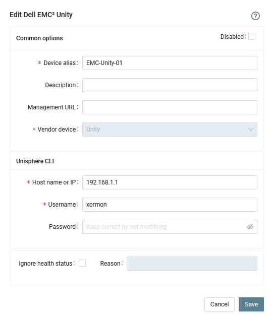 Dell EMC Unity Storage monitoring