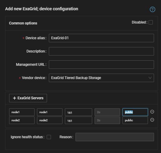 ExaGrid Storage monitoring