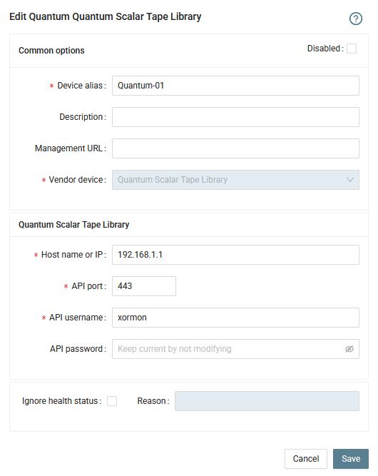 Quantum Scalar tape library  monitoring
