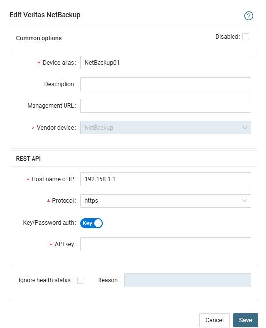 Veritas NetBackup Storage monitoring